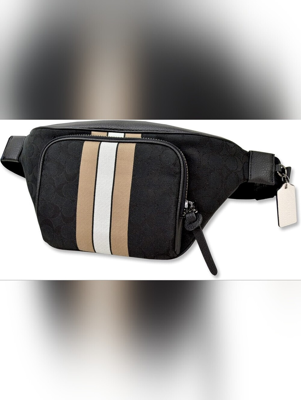 Coach C5386 Thompson Belt Bag In Signature Jacquard With Varsity Stripe  in EUC